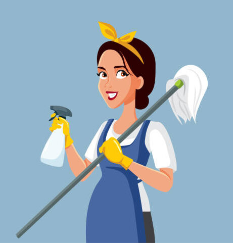 lady working as housekeeper keeping everything tidy and clean